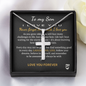 To My Daughter Love You Forever 18k Yellow Gold Artisan-Crafted Cross Necklace with Ball Chain