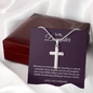 To My Daughter Love You Forever 18k Yellow Gold Artisan-Crafted Cross Necklace with Ball Chain
