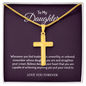 To My Daughter Love You Forever 18k Yellow Gold Artisan-Crafted Cross Necklace with Ball Chain