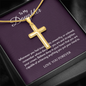To My Daughter Love You Forever 18k Yellow Gold Artisan-Crafted Cross Necklace with Ball Chain