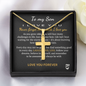 To My Daughter Love You Forever 18k Yellow Gold Artisan-Crafted Cross Necklace with Ball Chain