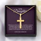 To My Daughter Love You Forever 18k Yellow Gold Artisan-Crafted Cross Necklace with Ball Chain
