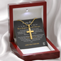 To My Daughter Love You Forever 18k Yellow Gold Artisan-Crafted Cross Necklace with Ball Chain