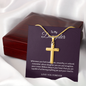 To My Daughter Love You Forever 18k Yellow Gold Artisan-Crafted Cross Necklace with Ball Chain