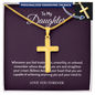 👧🏾To My Daughter Personalized Cross Necklace with Snake Chain 18k yellow gold finish