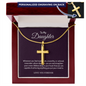 👧🏾To My Daughter Personalized Cross Necklace with Snake Chain 18k yellow gold finish