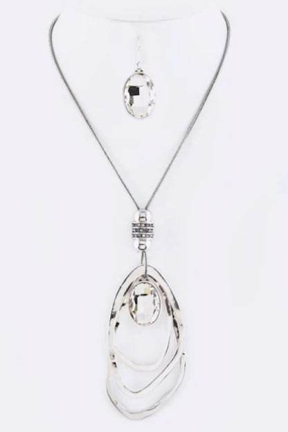 Crystal Drop & Hoops Necklace Set