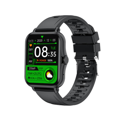 Smartwatch with a black band on a white background