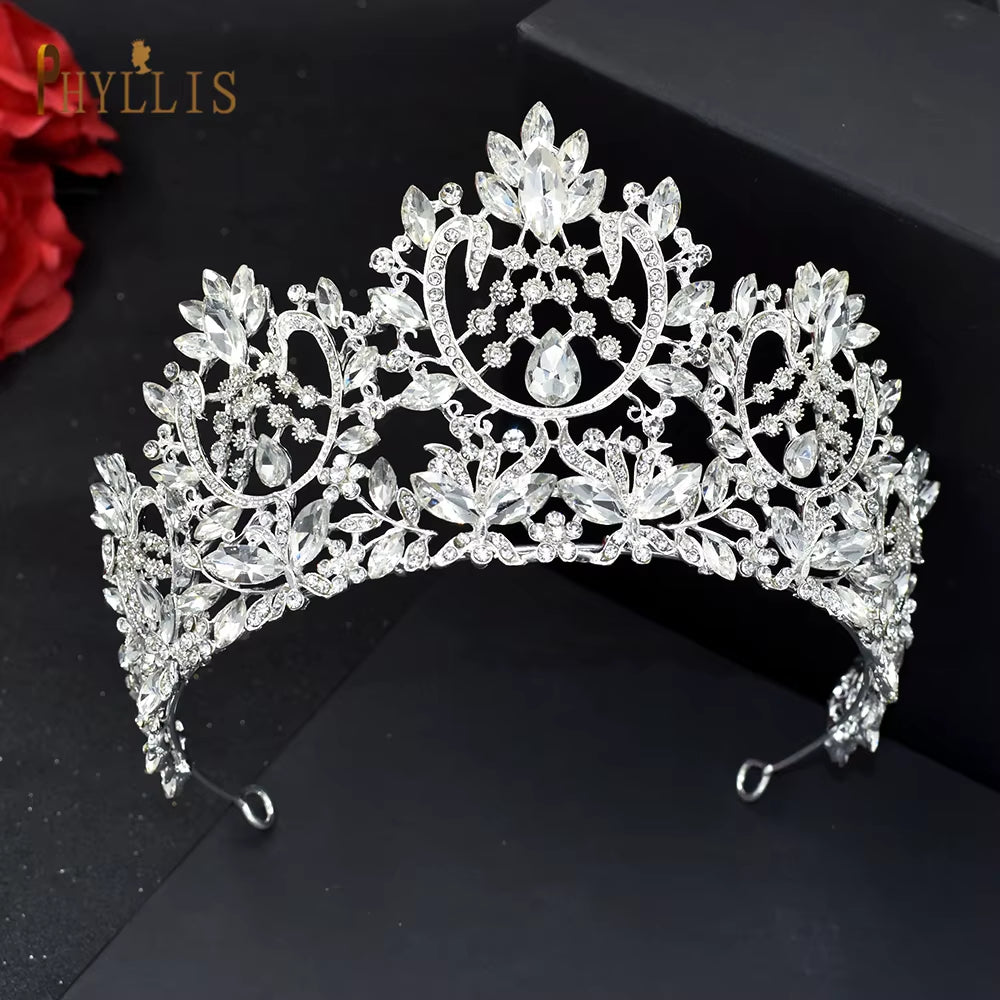 A158 New Golden Bride Crown Princess Headwear Birthday Rhinestone Headband Wedding Hair Jewelry Bridal Tiaras Vintage Headpieces