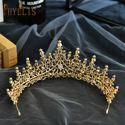 A158 New Golden Bride Crown Princess Headwear Birthday Rhinestone Headband Wedding Hair Jewelry Bridal Tiaras Vintage Headpieces