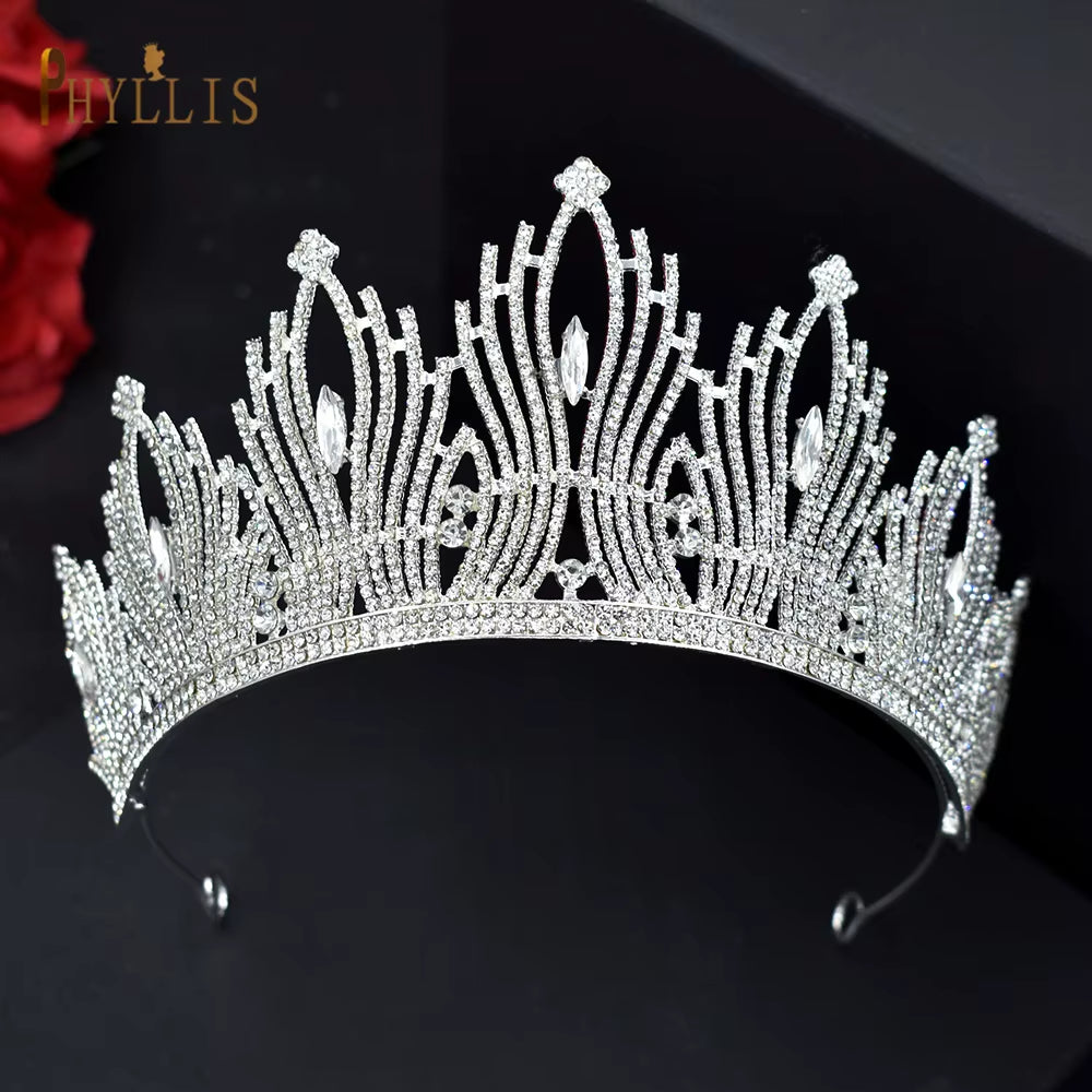 A158 New Golden Bride Crown Princess Headwear Birthday Rhinestone Headband Wedding Hair Jewelry Bridal Tiaras Vintage Headpieces
