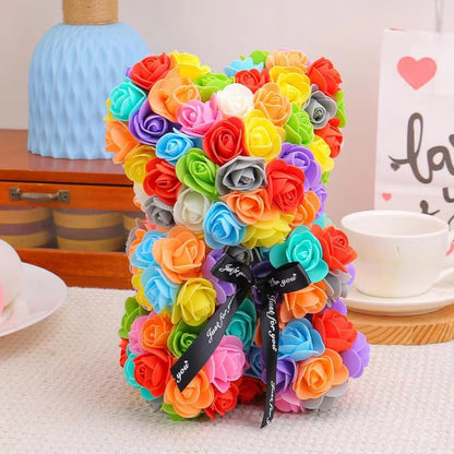 Artificial Rose Bear Flower Bear Artificial Flower Rose Bear for Girlfriend Valentines Day Wedding Birthday Christmas Gifts 2025