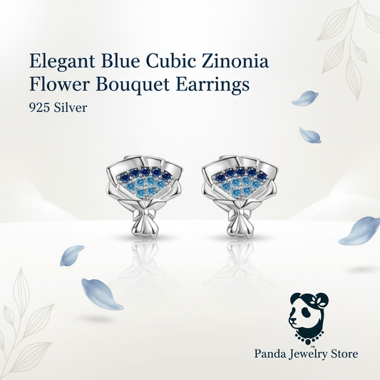 Elegant Blue Cubic Zirconia Flower Bouquet Earrings Banner