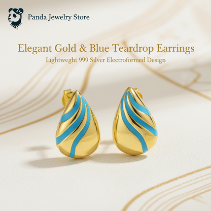 Elegant Gold & Blue Teardrop Earrings Banner