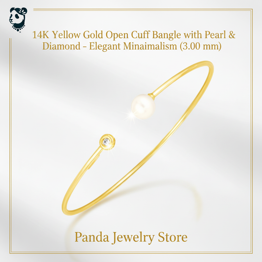 Elegant Minimalist Pearl & Diamond Cuff Bangle Banner