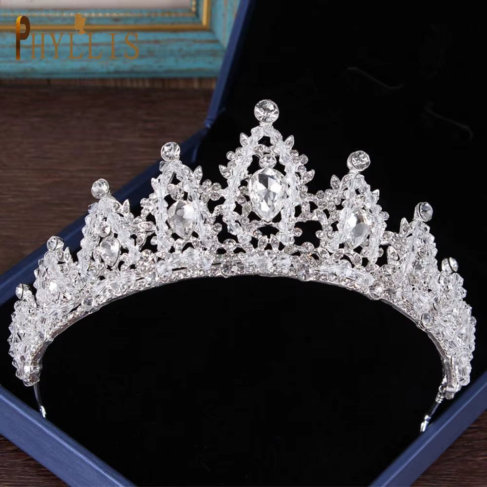 A158 New Golden Bride Crown Princess Headwear Birthday Rhinestone Headband Wedding Hair Jewelry Bridal Tiaras Vintage Headpieces