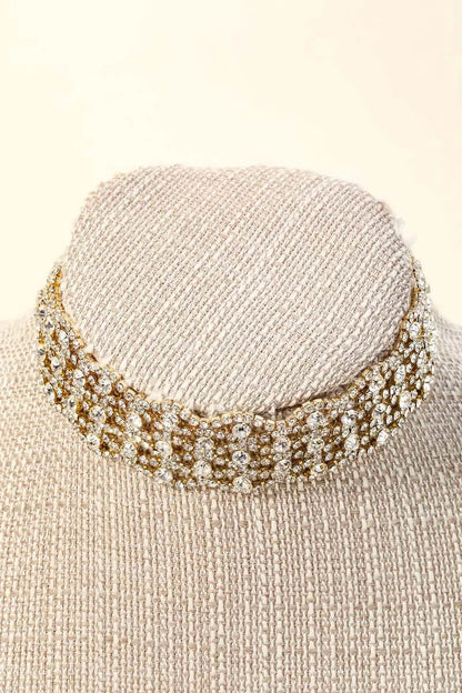 Vintage Rhinestone Chain Choker Necklace