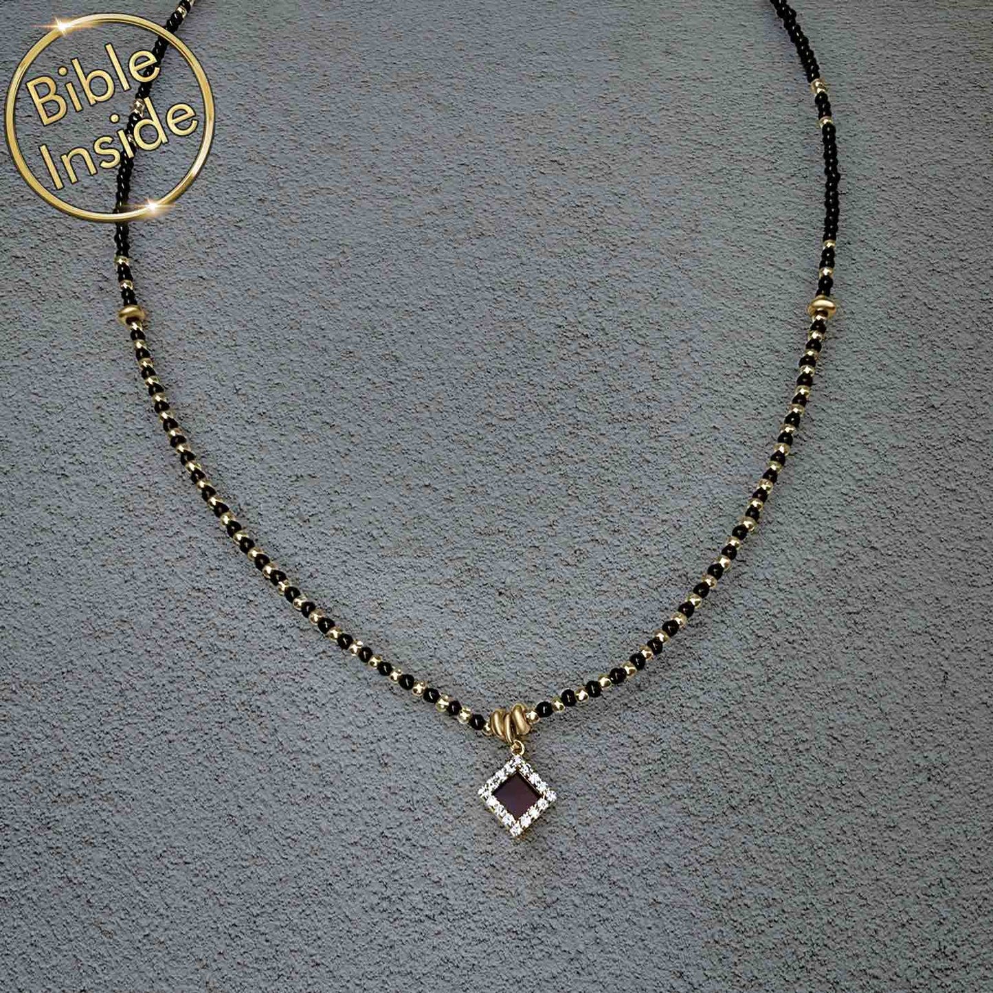 Christian Necklace featuring Nano Bible Charm in Night Silver Pendant