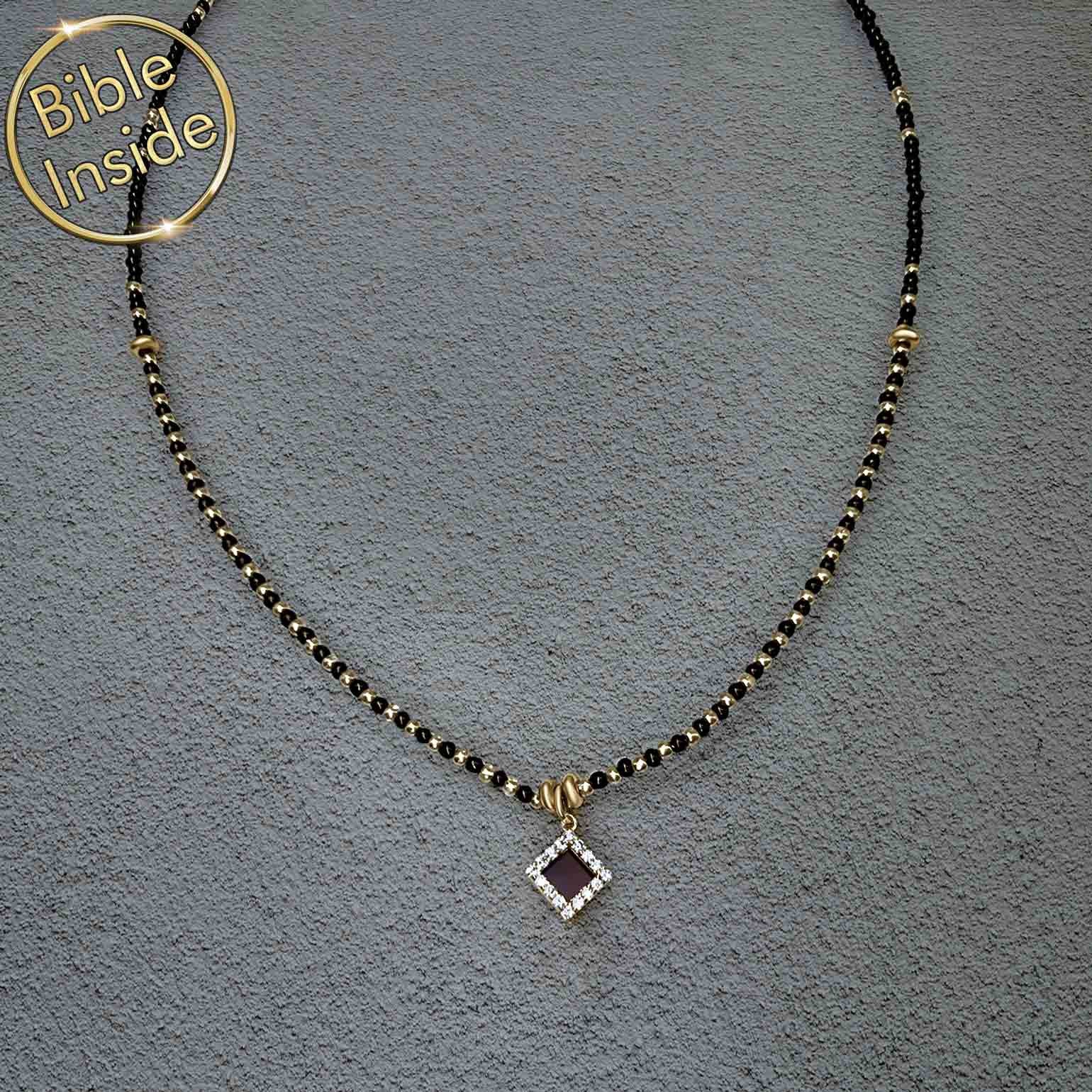 Christian Necklace featuring Nano Bible Charm in Night Silver Pendant