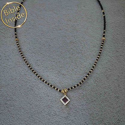 Christian Necklace featuring Nano Bible Charm in Night Silver Pendant