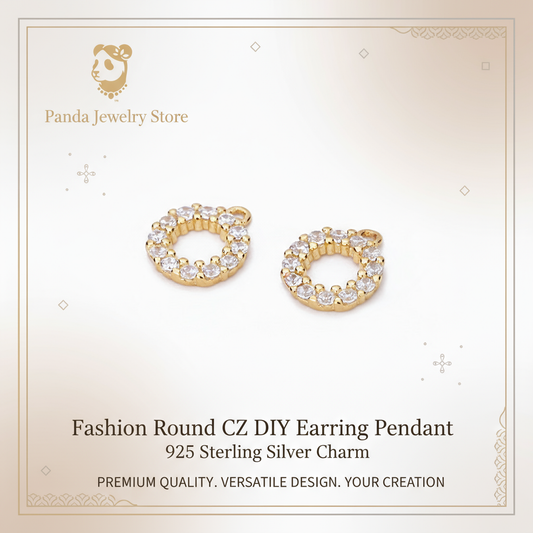 Fashion Round CZ DIY Earring Pendant 925 Sterling Silver Charm Promotional Banner