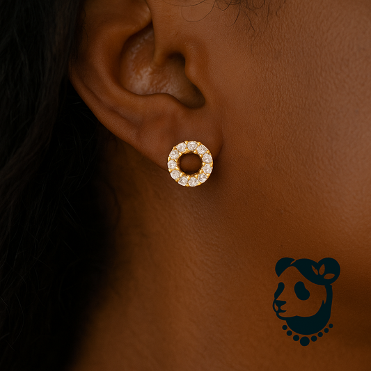 Sparkling round gold-plated CZ charm for custom-made earrings