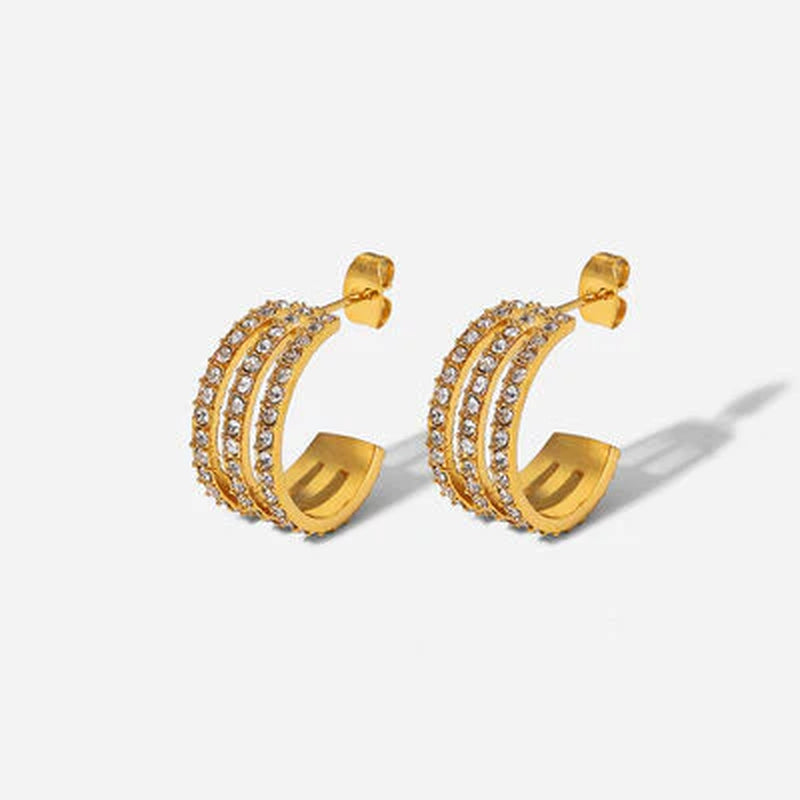 Elegant gold-plated hoop earrings featuring sparkling zircon crystal accents