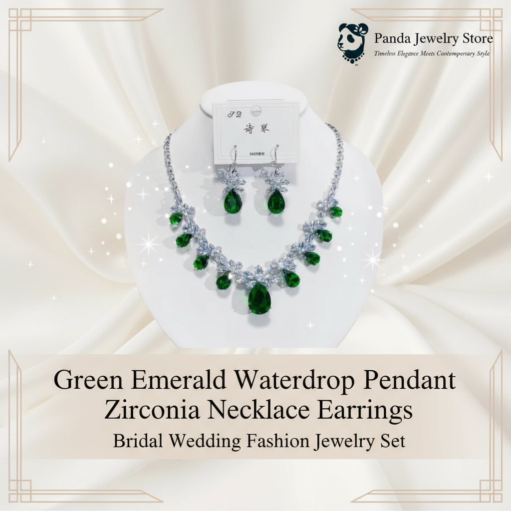 Green Emerald Waterdrop Pendant Jewelry Set Banner