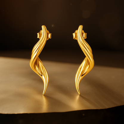 Luxury irregular gold twist earrings crafted in sterling silver