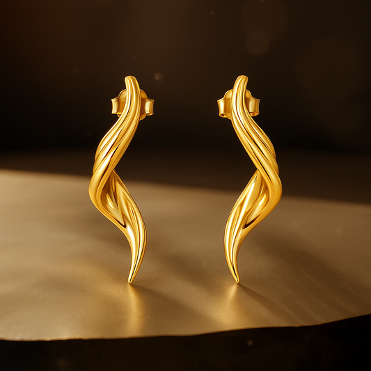 Luxury irregular gold twist earrings crafted in sterling silver