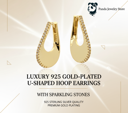 Luxury 925 Gold-Plated U-Shaped Hoop Earrings Promotional Banner