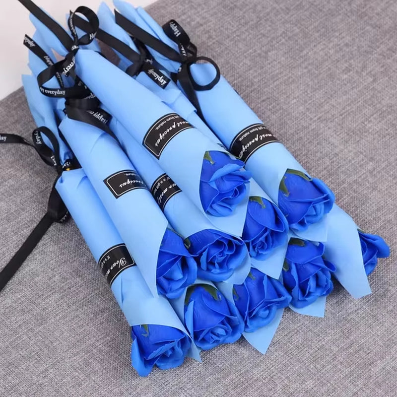 Artificial blue rose gift set with black ribbon – ideal for Valentine’s, weddings, and home décor.