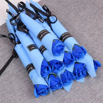Artificial blue rose gift set with black ribbon – ideal for Valentine’s, weddings, and home décor.