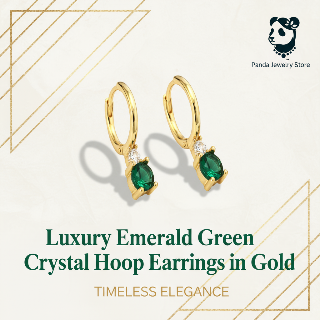 Luxury Emerald Green Crystal Hoop Earrings Banner