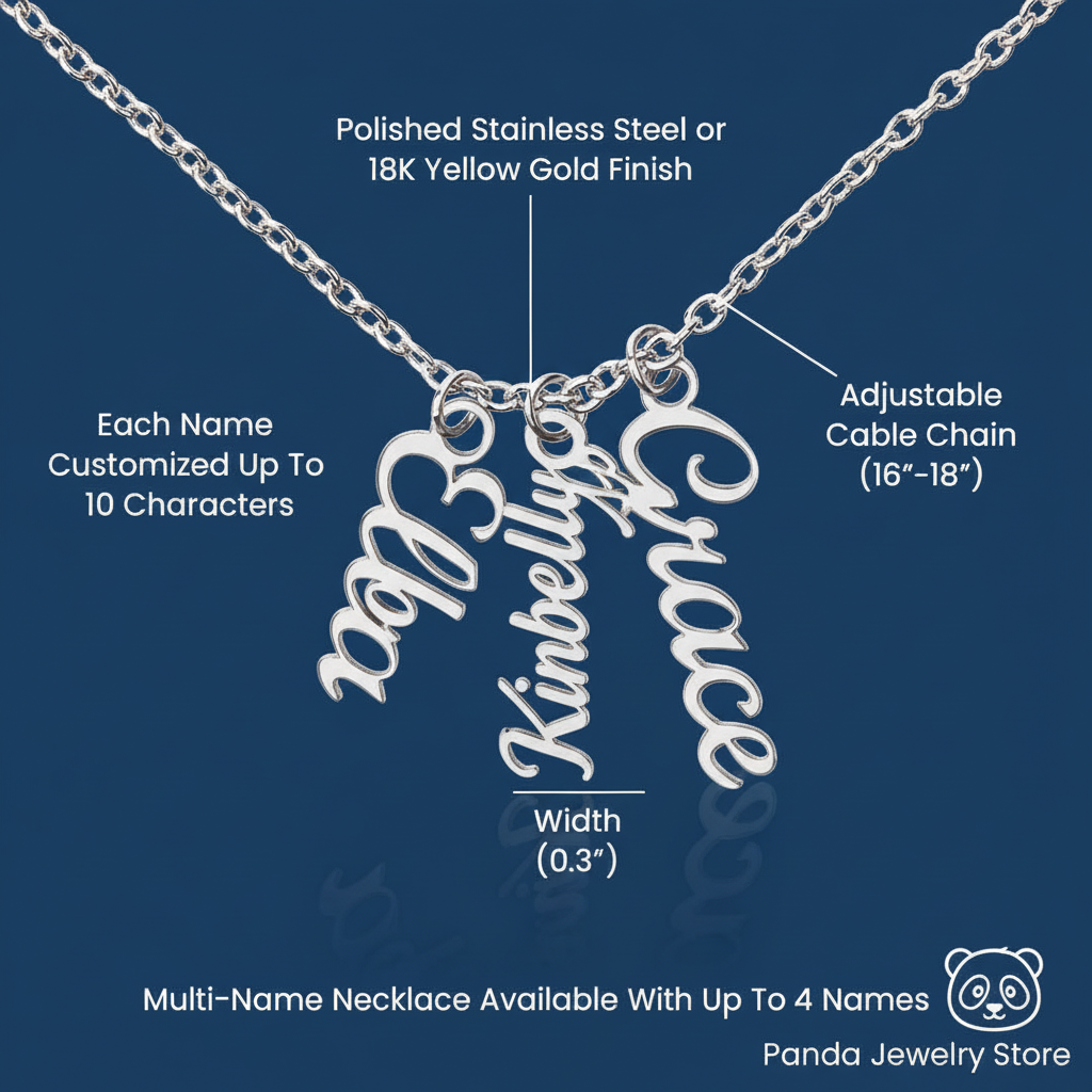 Multi-Name Necklace Specification with Blue Background