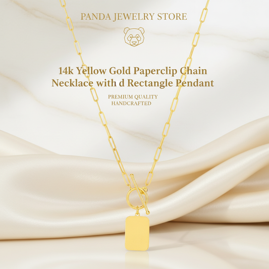 Panda Jewelry Store 14k Gold Paperclip Chain Necklace Banner
