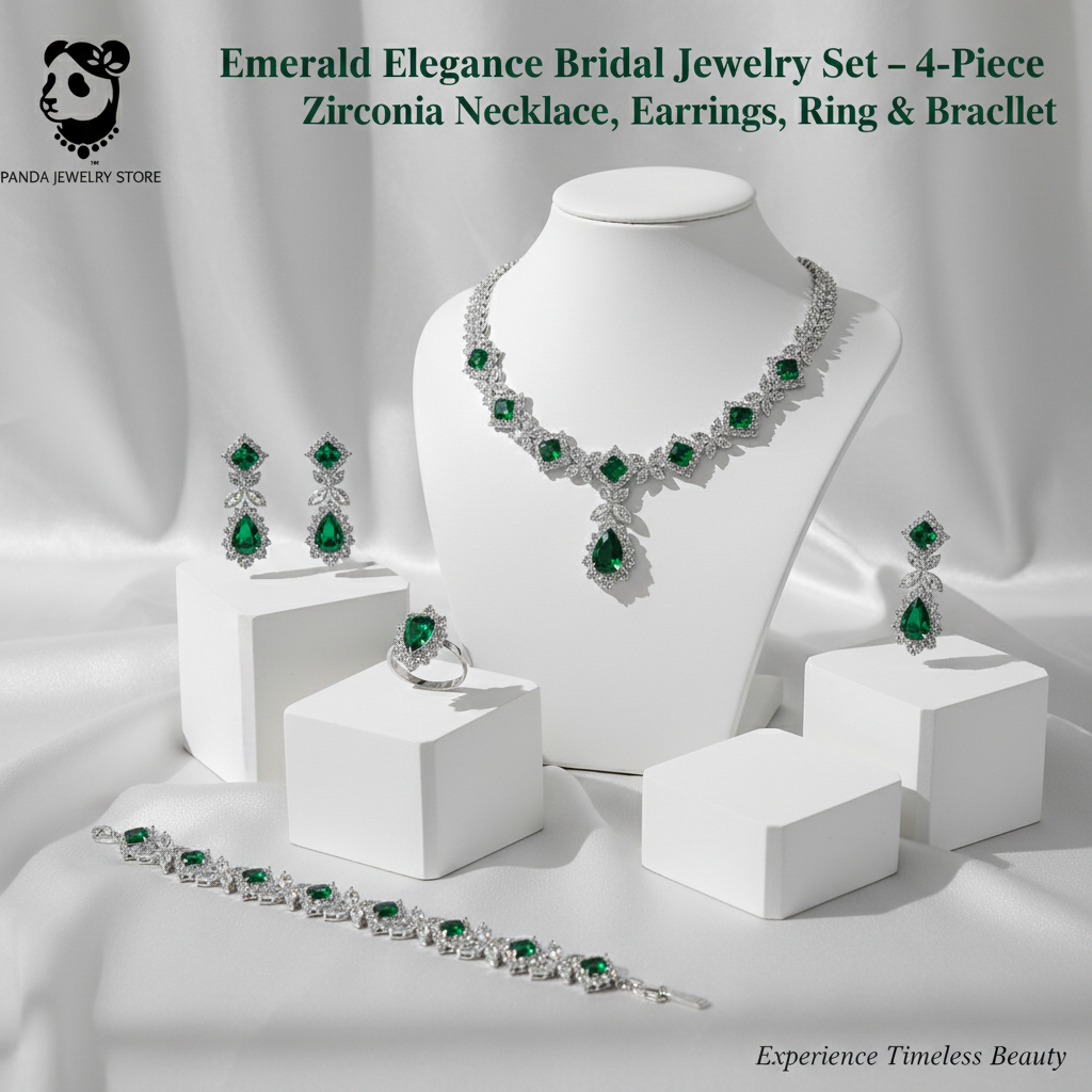 Panda Jewelry Store Emerald Elegance Bridal Jewelry Set Marketing Banner