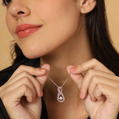 Pink Tourmaline Necklace with Infinity Design in 925 Sterling Silver