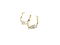 🍷10k Two-Tone Gold Round Graduated Dolphin Design Hoop Earrings