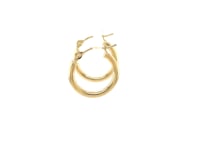 Gold hoop earrings on a white background
