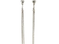🍀Long Chain Tassel and Textured Bar Drop Earrings in Sterling Silver
