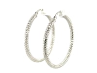 🍎Sterling Silver Large Hoop Earrings with Braid Texture(3x35mm)