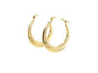 🩷14k Yellow Gold Round Rope Texture Hoop Earrings