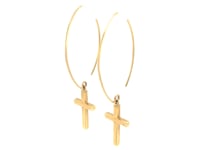 🍀14k Yellow Gold Dangle Cross Earrings