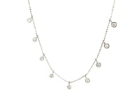 🍀14k White Gold Necklace with Round Diamond Charms