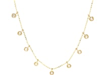 💙14k Yellow Gold Necklace with Round Diamond Charms