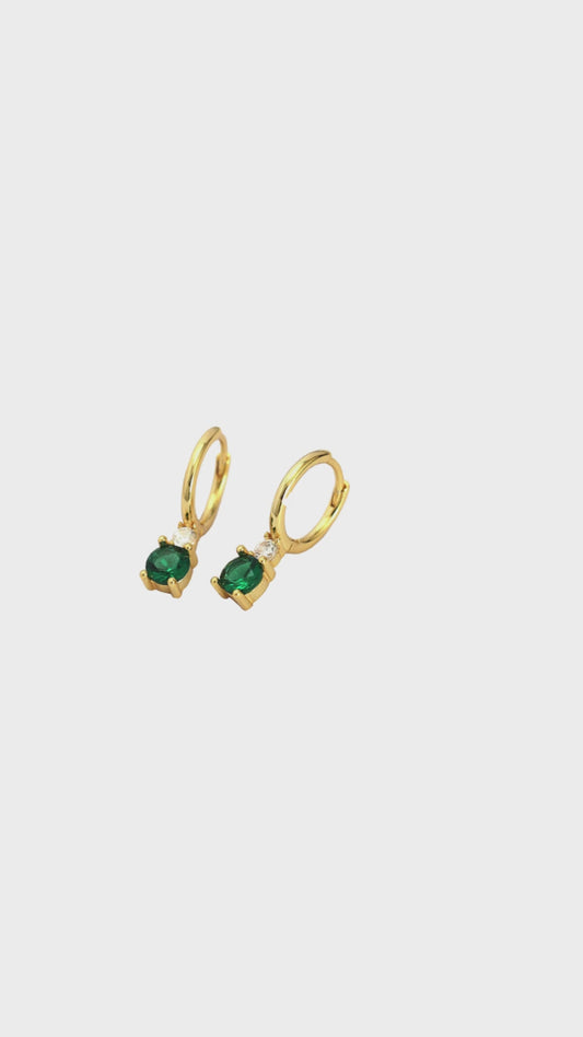 Luxury Emerald Green Crystal Hoop Earrings in Gold – Timeless Elegance