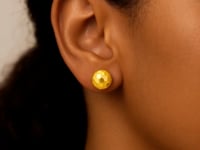 🌟14k Yellow Gold Round Faceted Style Stud Earrings(7mm)