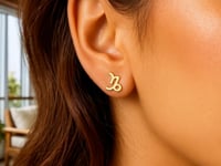 🍷14k Yellow Gold Capricorn Stud Earrings