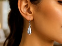 💚Sterling Silver Polished Puffed Teardrop Dangle Earrings